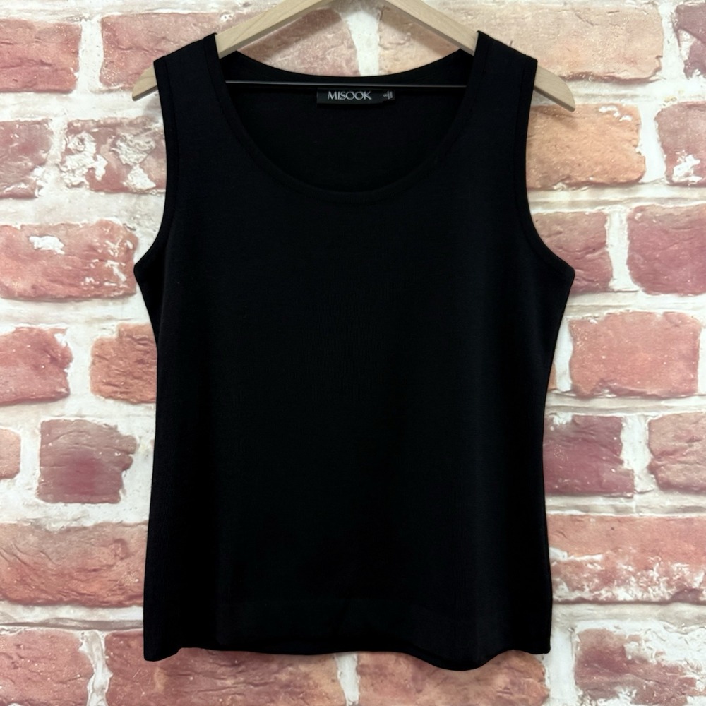 Misook Top Women's Small Plain Black Basic Capsule Casual Career Camisole Tank - Picture 7 of 9